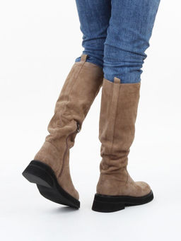 02-E37B-70HL BEIGE Сапоги демисезонные женские (натуральная замша)