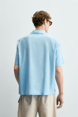 CAMISA POLO FLUIDA MEZCLA VISCOSA / Celeste - Zara фото 3