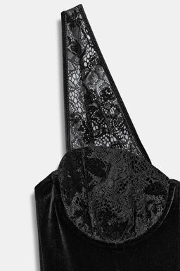 VELVET LACE MIDI DRESS - Zara фото 8