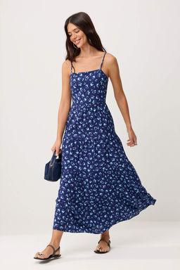 Indigo A Kesim _i_ek Desenli Boho Ask_l_ Midi Dokuma Elbise TWOSS21EL1341