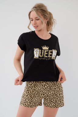 Пижама женская из футболки и шорт из кулирки Сафари песочный