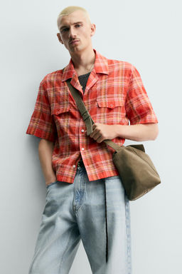 CAMISA RELAXED FIT CUADROS / Naranja - Zara фото 6
