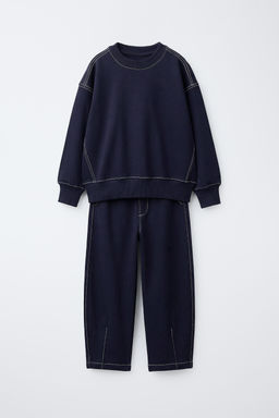 CONJUNTO SUDADERA Y PANTAL?N FELPA PESPUNTE / Marino