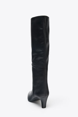 LEATHER KITTEN HEEL BOOTS - Zara фото 10