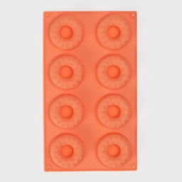 Форма для выпечки Доляна «Сладости.Пончики с кунжутом», силикон, 28.5×17 см, 8 ячеек (d=6.3 см), оранжевая