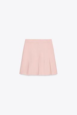 PLEATED KNIT MINI SKIRT