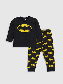 Bisiklet Yaka Uzun Kollu Batman Bask?l? Erkek Bebek Pijama Tak?m?