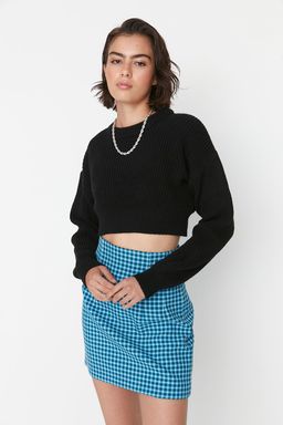 Siyah Super Crop Basic Triko Kazak TWOAW23KZ01620 - Trendyolmilla фото 2