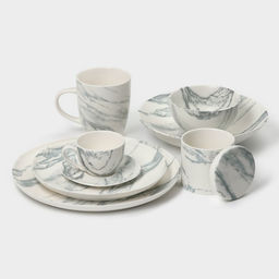 Десертные тарелки Magistro Real Marble, d=21 см, набор 2 шт., фарфор, белые фото 7
