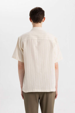 Рубашка с коротким рукавом и воротником-жакетом Relax Fit - Defacto фото 5