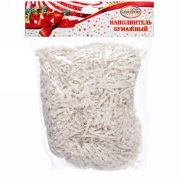 Цена за 2 шт. Наполнитель бумажный для подарков "Приятный подарок" 50г (гофре), белый