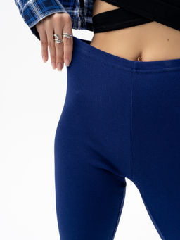 леггинсы из хлопка с добавлением лайкры,темно-васильковые - Binita фото 4