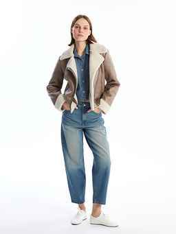 Biker Yaka Kad?n S?et G?r?n?ml? Mont - Waikiki фото 2