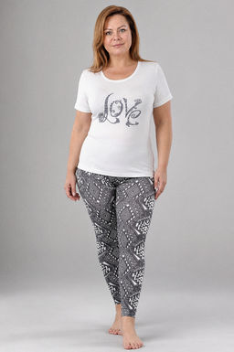 Арт. 4522 Пижама с брюками 46-54 Цвет:верх-белый,низ-серый