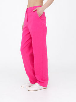 Брюки из льна и хлопка КЛ-7809-ИЛ23 фуксия