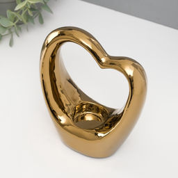 Подсвечник на 1 свечу Сердце, d=4 см, золото, 14.5?6?17 см