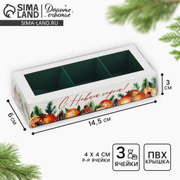 Цена за 5 шт. Коробка под 3 конфеты новогодняя с ячейками «Аромат праздника», 14.5×6×3 см