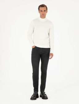 Ekru Slim Fit Yar_m Bal_k__ Yaka Basic Triko Kazak - Pierre cardin фото 4