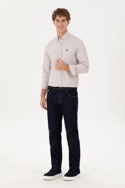 Мужская рубашка песочного цвета с длинным рукавом - U.s. polo assn фото 4