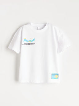 Bisiklet Yaka Bask?l? Erkek ?ocuk Ti??rt