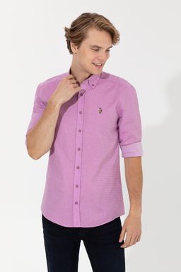 U. S. Polo Assn / Мужская фиолетовая рубашка Uzunkol Basic - U.s. polo assn фото 3