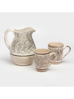 Набор посуды Керамика ручной работы «Персия», 3 предмета: кувшин 1.5 л, кружки 350 мл, бежевый