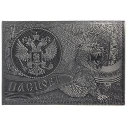 Обложка "Паспорт" OfficeSpace "Медведь" (339842) натур. кожа, тиснение, черная