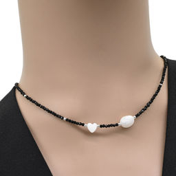 Чокер из шпинели черной с подвеской из перламутра, 40см Радуга камня