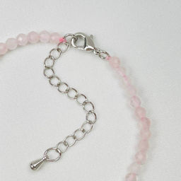 Браслет из Розового кварц а и Жемчуга 18 см +