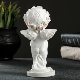 Фигурка гипс Ангелочек с розочкой, 15?7.5?7.5 см