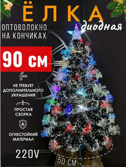 Елка новогодняя искусственная диодная с белыми кончиками