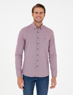 Bordo Slim Fit Uzun Kollu G_mlek