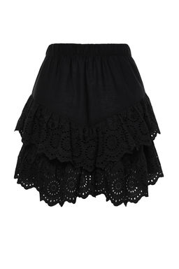 TRENDYOLMILLA Plaj Giyim Briddal Beyaz Mini Dokuma Brode Detayl? Flaml? Pamuk Plaj Etek TBESS24ET00004 фото 12