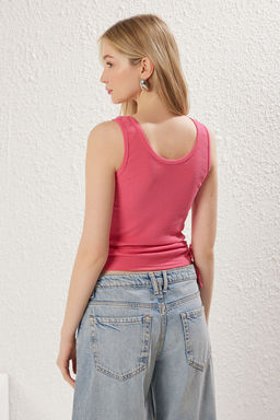 Pembe-Gul Kurusu 2li Paket Buzgu Detayl? Havuz Yaka Fitilli Esnek Orme Atlet TWOSS21AL0195