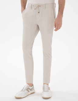 Bej Slim Fit Gofre Yazl_k Kanvas Pantolon - Pierre cardin фото 2