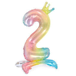 Шар фольгированный 32 Цифра 2 с короной, градиент, на подставке - Simaland фото 2