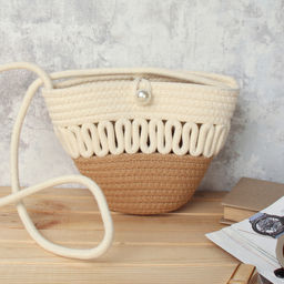 Сумка плетеная 21x15x9 / DW-11 /уп 100/коричнево-бежевая - Галеонтрейд фото 2