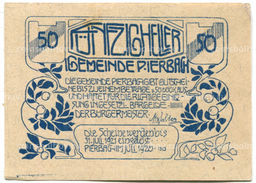Банкнота 50 геллеров 1920 года Австрия  Пирбах (нотгельд)