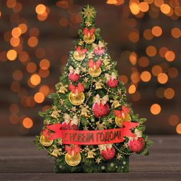 Цена за 5 шт. Подарочная коробка Ёлка, 16,5 х 8,5 х 27 см