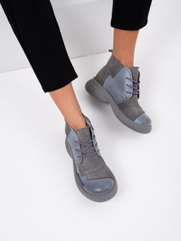 Ботинки EDART 305.927gr. Серая вакса+серый замок замша/мех