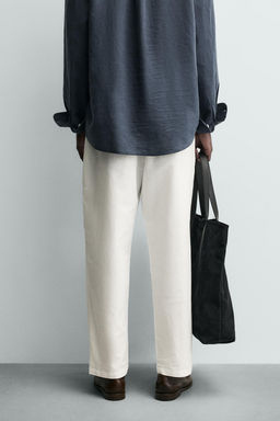 PANTAL?N RELAXED FIT ALGOD?N - LINO / Blanco roto - Zara фото 14
