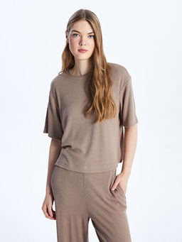 Bisiklet Yaka D?z K?sa Kollu Kad?n Ti??rt