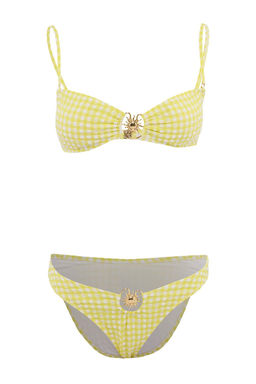 Ekose Desenli Dokulu Straplez Kapl_ D_k_m Aksesuarl_ High Leg Bikini Tak_m_ TBESS26BT00171 - Trendyolmilla фото 4