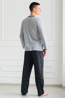 Пижама мужская из футболки с длинным рукавом и брюк из кулирки Генри антрацит макси - Амадэль фото 18