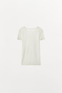 CAMISETA LISA MEZCLA LANA / Blanco - Zara фото 7