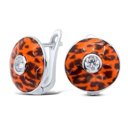 Серьги с эмалью и куб.цирконием