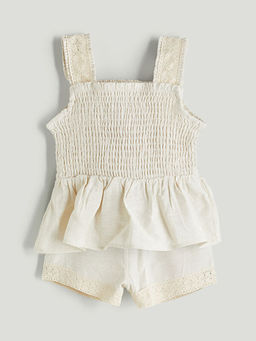 Kare Yaka K?z ?ocuk Bluz ve ?ort 2li