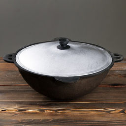 Казан Шафран, 8 л, круглое дно, алюминиевая крышка, чугун