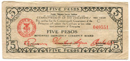 Банкнота 5 песо 1945 года Филиппины (Минданао, Администрация США)