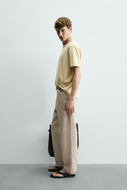 PANTAL?N CHINO STRAIGHT FIT ALGOD?N - LINO / Beige vigor?